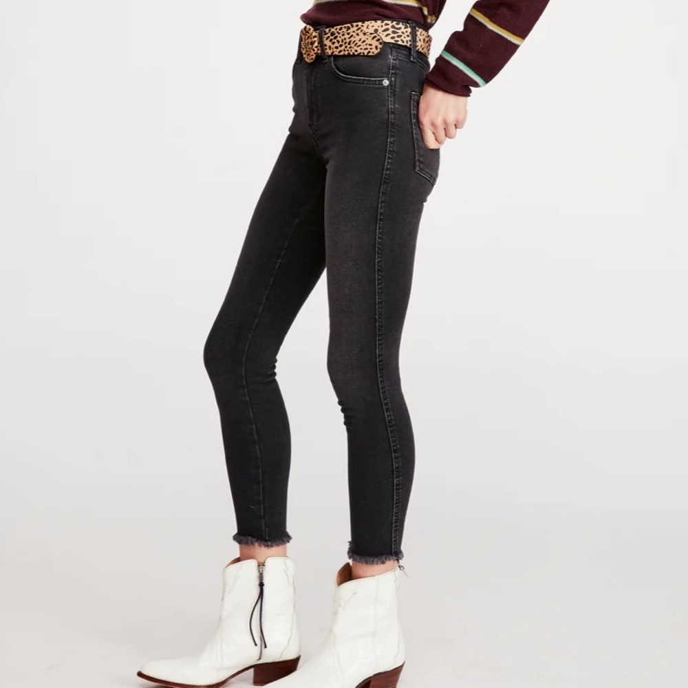 NWT Free People Raw High Rise Jegging In Washed Black Size 26